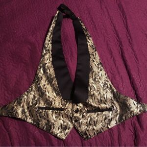 Tux beautiful gold metallic  & black vest large adjustable at neck and back